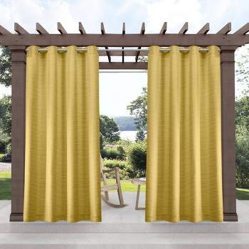 Set of 2 Delano Indoor/Outdoor Heavy Textured Grommet Top Light Filtering Window Curtain Panels - Exclusive Home