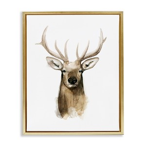 Stupell Industries Deer Portrait Watercolor Floating Frame Canvas Art - 1 of 4