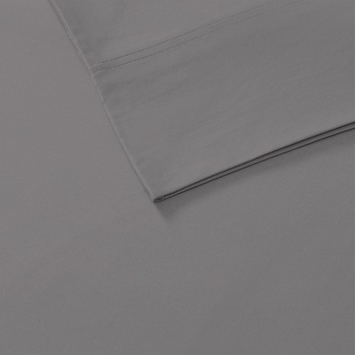 Twin Dark Gray Cotton Percale Deep Pocket Fitted Sheet Set