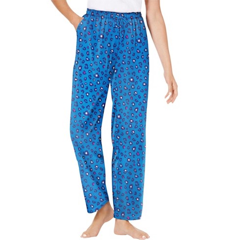 Dreams & Co. Women's Plus Size Knit Sleep Pant - L, Blue : Target