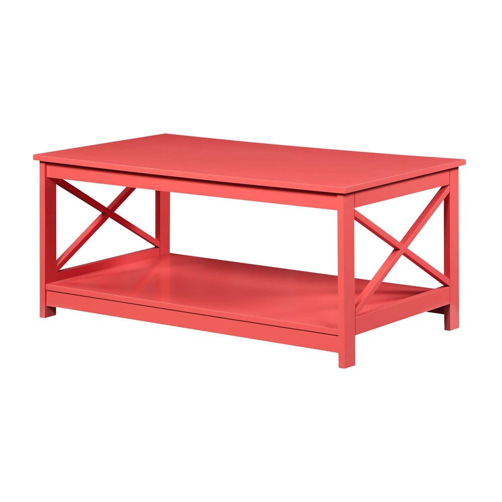 Breighton Home Oxford Coffee Table with Shelf in Coral