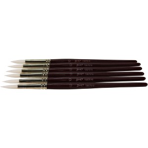 Sax Optimum White Synthetic Taklon Paint Brushes Short, Round, Size 10, Set of 6 - 1 of 2