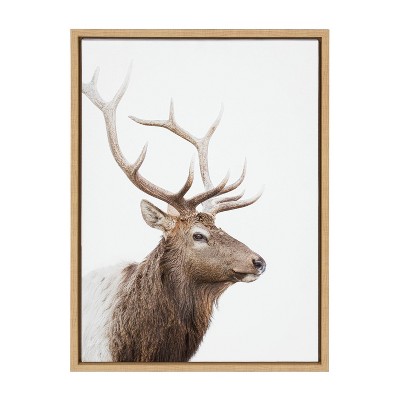 Natural Stag Profile Framed Canvas Wall Art, 18x24