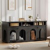 Double Dog Crate Furniture,Heavy Duty Dogs Cage XL Dogs House Indoor with 3 Storage Shelves,Black - 2 of 4