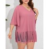 Coolmee Womens Plus Size Fringe Top T Shirt Crew Neck V Neck Short Sleeve Tee Shirts - 2 of 4