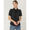 INSPIRE CHIC Women's Retro Dots Print Bow Tie Peter Pan Collar Chiffon Blouse - 2 of 4