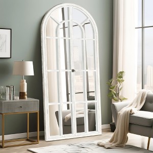 MAYEERTY Full-Length Mirror Solid Wood Grid Right Angle Arch 71x31x1in Openable No Stand - 1 of 4