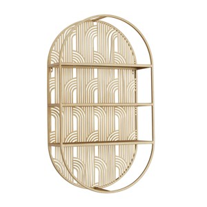 28"x16" Metal Oval 3 Shelves Wall Gold - CosmoLiving by Cosmopolitan: Glam Style, No Assembly Required - 1 of 4