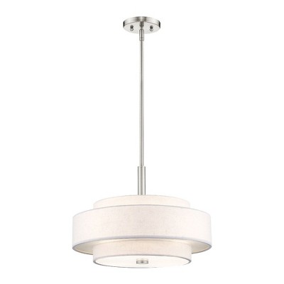 Brushed Nickel 4-Light Drum Pendant with Oatmeal Shade