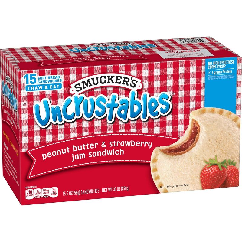 Smucker's Uncrustables Frozen Peanut Butter & Strawberry Jam Sandwich, 6 of 9