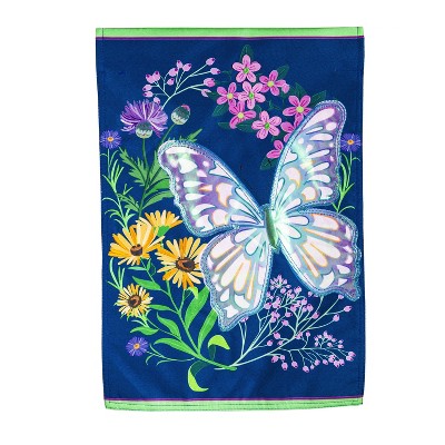 Evergreen Butterfly Meadow House Linen Flag 28 x 44 Inch Double Sided Durable Outdoor Flag For Homes and Gardens