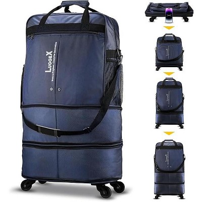 LUGGEX Suitcases with Wheels Travel Duffle Bag Large Black