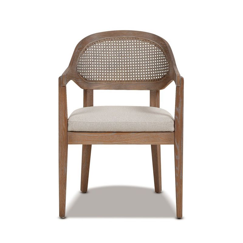 Jennifer Taylor Home Americana Mid-Century Modern Cane Back Dining Chair, Taupe Beige Textured Weave, 1 of 6