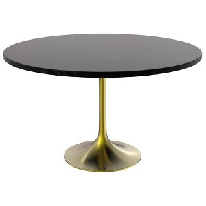 LeisureMod Verve Mid-Century Modern 48" Round Dining Table with MDF Top and Brushed Gold Pedestal Base for Dining Room and Kitchen - 1 of 4