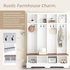 3-in-1 Hall Tree Mudroom Coat&Shoe Rack Entryway Bench with Hooks & Open Compartments - ModernLuxe - 3 of 4