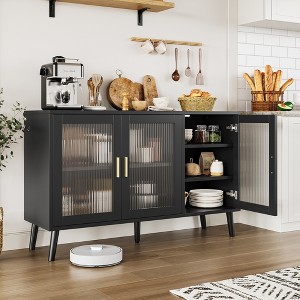 FLUTED GLASS BUFFTED SIDEBOARD CABINET - 1 of 4
