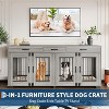 71 in Dog Crate Furniture for 2 Rooms, Wooden Double Crate Large Breed with Door, TV Stand End Table with Divider for Large Medium Dogs - 2 of 4