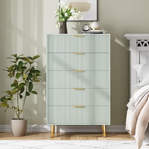 Modern 5 Drawer Dresser for Bedroom with Gold Handle and Large Drawer - 1 of 4