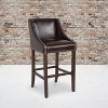 Emma and Oliver 30"H Transitional Upholstered Walnut Barstool with Accent Nails - 2 of 4