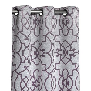 Kate Aurora 2 Piece Geo Sheen Palladian Grommet Top 88% Blackout Curtain Panels - 84 in. Long - 1 of 4