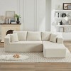 106" L-Shaped Cloud Sectional Couch with Right Chaise,Modern Modular Corduroy Sofa for Living Room,Deep Sectional Sofa for Bedroom-Coolbibila - 2 of 4