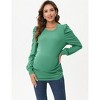 Maternity Shirts Women's Knit Ribbed Round Neck Puff Short Sleeve T-Shirt Pregnancy Casual Side Ruched Tunic Tee Tops - 3 of 4