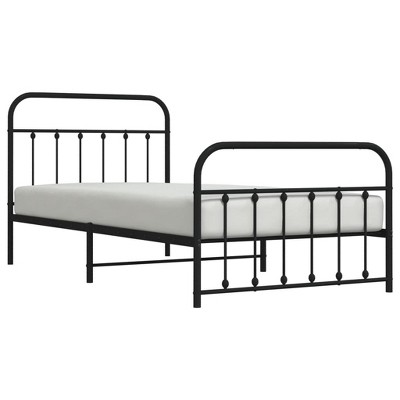 vidaXL Black Steel Bed Frame with Headboard and Footboard - Robust Construction, Unique Design, Under-Bed Storage Space