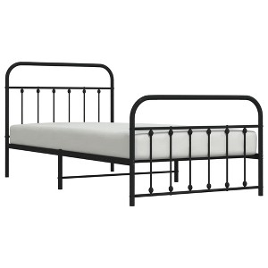 vidaXL Black Steel Bed Frame with Headboard and Footboard - Robust Construction, Unique Design, Under-Bed Storage Space - 1 of 4