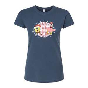 Women's - SpongeBob SquarePants - Spongebob Patrick Candy Canes Fitted Graphic T-Shirt - 1 of 4