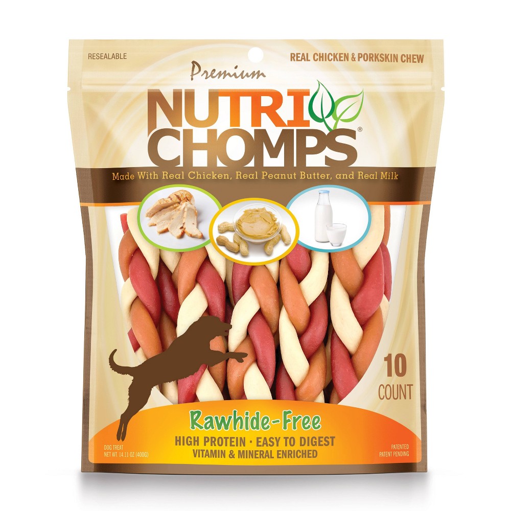 Photos - Dog Food Nutri Chomps Dog Chews Mixed Flavor Braid Chicken, Peanut Butter and Milk