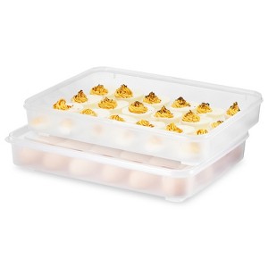 Sorbus Set of 2 Egg Containers with Lids - Clear Deviled Egg Carrier Tray - Stackable & Portable Dispenser (Holds 48-Egg) - 1 of 4