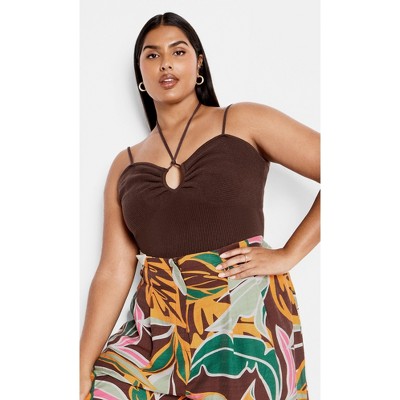 Women's Plus Size Jez Top - bitter chocolate | CITY CHIC
