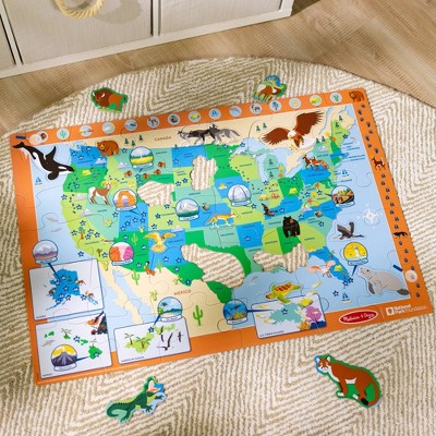 Melissa &#38; Doug National Parks U.S.A. Map Floor Puzzle 45pc Jumbo and Animal Shapes, Search-and-Find Activities, Park and Animal ID Guide_8