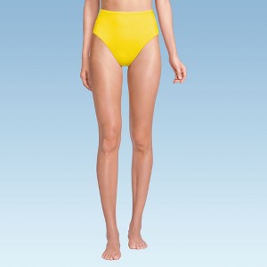Lands' End Women's Tugless QuickDry High Waisted High Leg Bikini Bottoms - 1 of 4