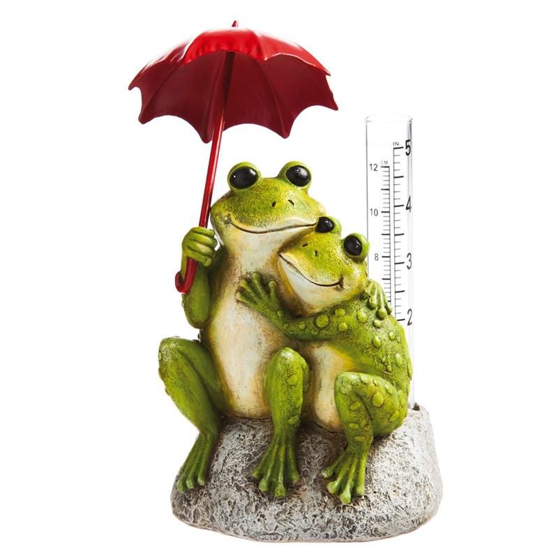 Evergreen New Creative Frog Lovers Garden Statue with Rain Gauge, 1 of 2