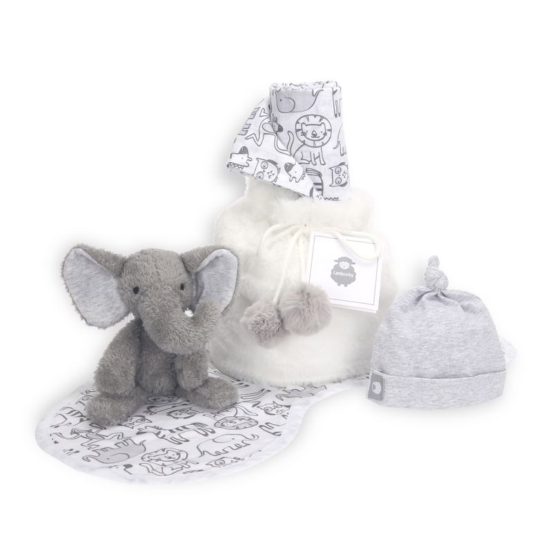 5 Piece Gray/White Luxury Soft Baby Gift Bag for Infant/Newborn, 1 of 9