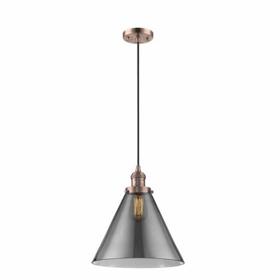 Cone - 1 Light Cord Hung Mini Pendant In Industrial Style-14 Inches Tall and 12 Inches Wide