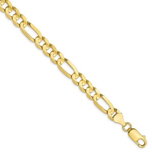 Black Bow Jewelry Men's 6.75mm 10K Yellow Gold Solid Concave Figaro Chain Bracelet - 1 of 4