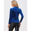 INSPIRE CHIC Women's Velvet Round Neck Long Sleeve Stand Collar Metallic Stars Tops - 3 of 4