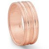 Pompeii3 Mens 14k Rose Gold 8MM Comfort Fit Grooved Brushed Wedding Band Comfor Fit - 2 of 3