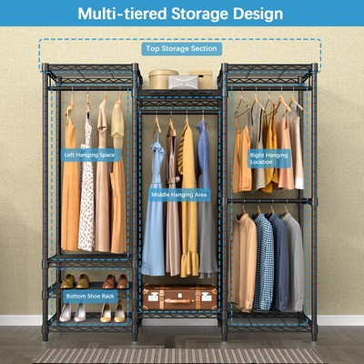 Black Medium Portable Closet System with Oxford Fabric Cover