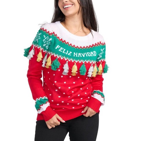 Feliz Navidad Tassel Ugly Christmas Sweater Funny Ugly Christmas Sweater For Holiday Party Target