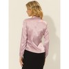 INSPIRE CHIC Women's Irregular Dotted Printed Work Long Sleeve Front Tie V Neck Blouse - 3 of 4