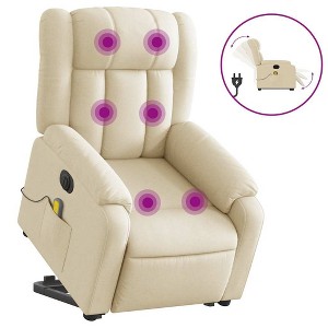 vidaXL Electric Power Lift Massage Recliner Chair-Cream Fabric, Motorized Adjustments, Vibration Massage, Sturdy, Comfort Design for Elderly - 1 of 4