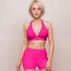 Anna-Kaci Swim Women's Two Piece Bikini Set with Halter Triangle Top and High Waist Swim Shorts Bottom - 2 of 4