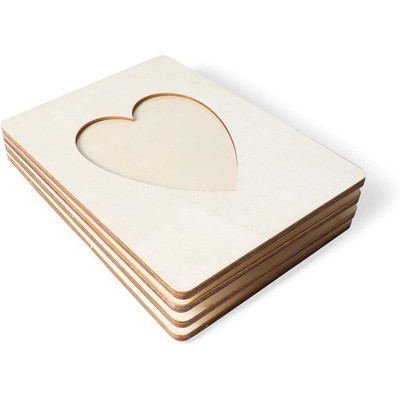 Heart Shaped Unfinished Wood 4x6 Picture Frames, Set of 4