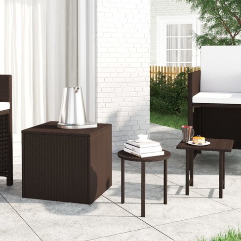 vidaXL Side Tables 3 pcs Brown Poly Rattan - image 1 of 4