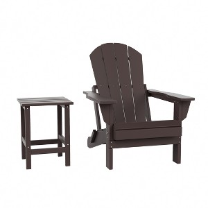 WestinTrends Malibu HDPE Outdoor Patio Folding Poly Adirondack Chair with Side Table (2-Piece Set) - 1 of 4