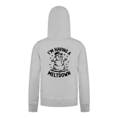Everyday Kids Christmas Collection I’m Having a Meltdown Zip Up Hoodie – Funny Snowman Holiday Sweatshirt - Heather Gray