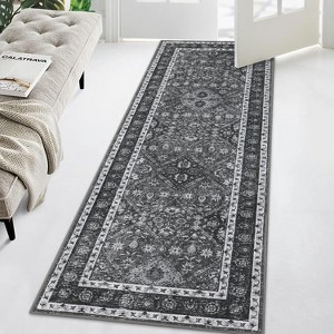 Washable Runner Rug, Non-Slip Hallway Carpet, Foldable Low Pile Oriental Print Rug for Entryway, Laundry, or Kitchen - 1 of 4